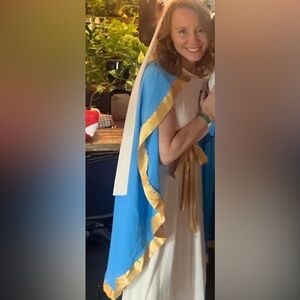 Adult Virgin Mary Costume Dress size L. Also can use cape is a toga dress